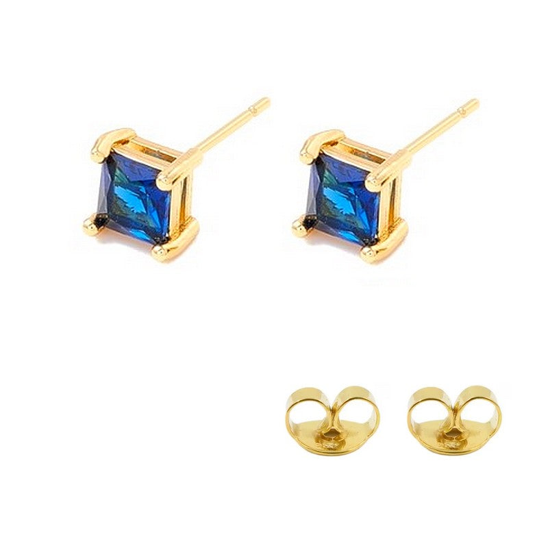 Boucles d'oreilles puces carré diamant CZ 5 mm