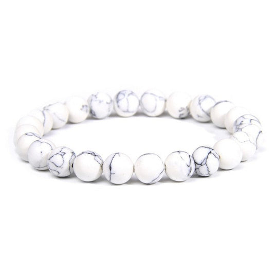 Bracelet pour Homme ou Femme - Pierre naturelle 8 mm - Howlite