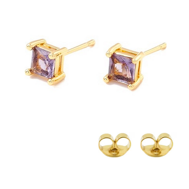 Boucles d'oreilles puces carré diamant CZ 5 mm