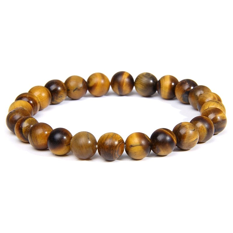 Bracelet pour Homme ou Femme - Pierre naturelle 10 mm - Oeil de tigre
