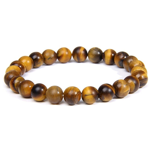 Bracelet pour Homme ou Femme - Pierre naturelle 6 mm - Oeil du tigre