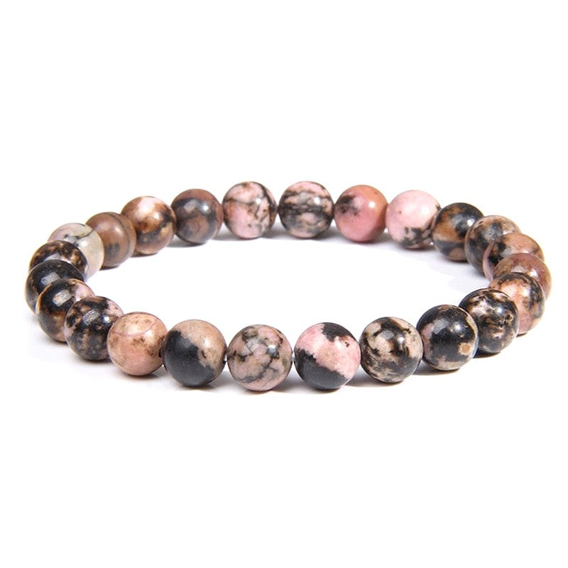 Bracelet pour Homme ou Femme - Pierre naturelle 6 mm - Rhodonite