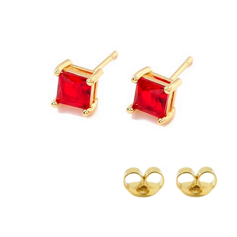 Boucles d'oreilles puces carré diamant CZ 5 mm